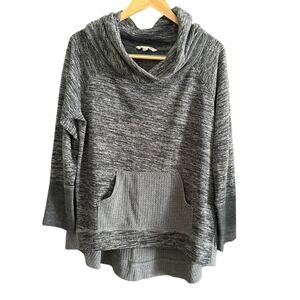 SOFT SURROUNDINGS Heather GrayCowl Neck Waffle Back Pullover Sweatshirt | Large